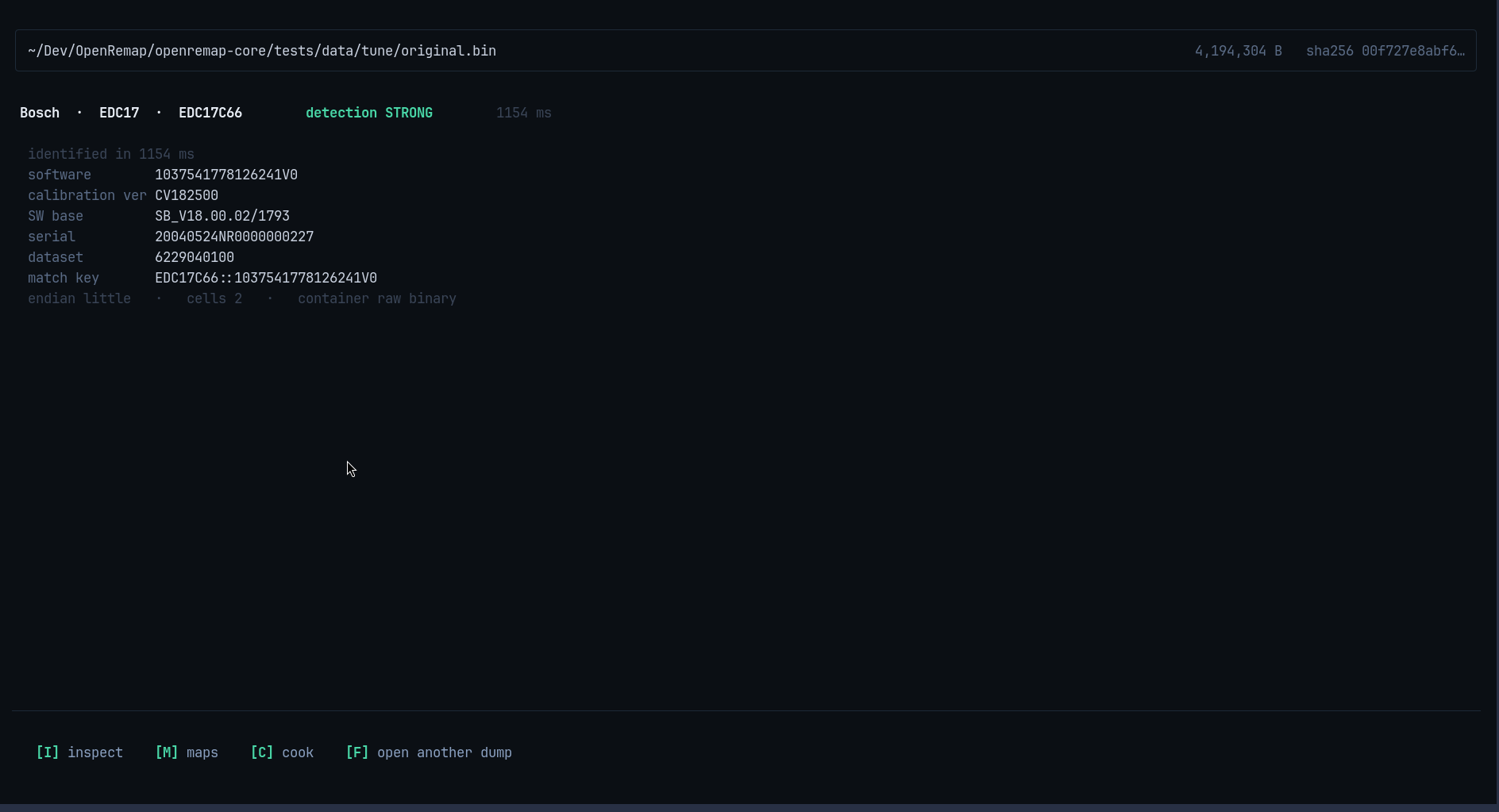 The IDENTIFY screen